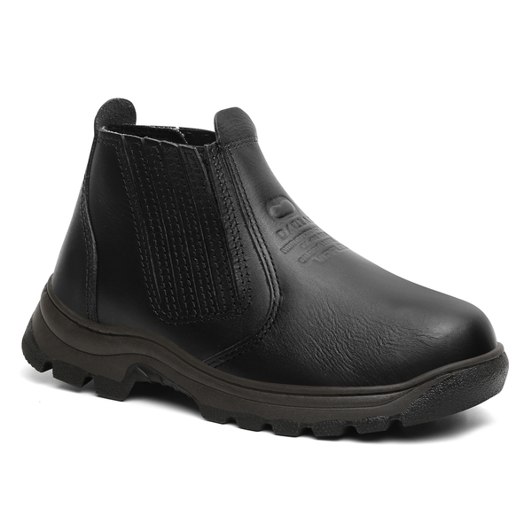 Botina Segurança Ocupacional EPI Vipflex Dallas Elástico Couro Legítimo Vaqueta Preta C.A.