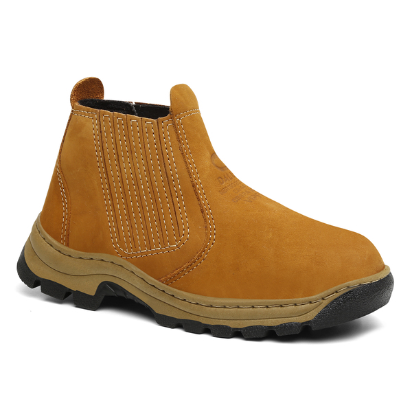 Botina Segurança Ocupacional EPI Vipflex Dallas Elástico Couro Nobuck Milho C.A.